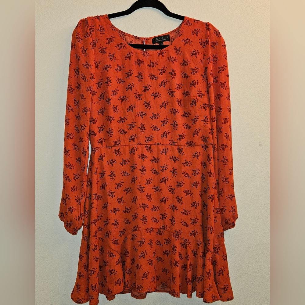 Fall Autumn Trixxi Dress size large burnt orange long sleeve
